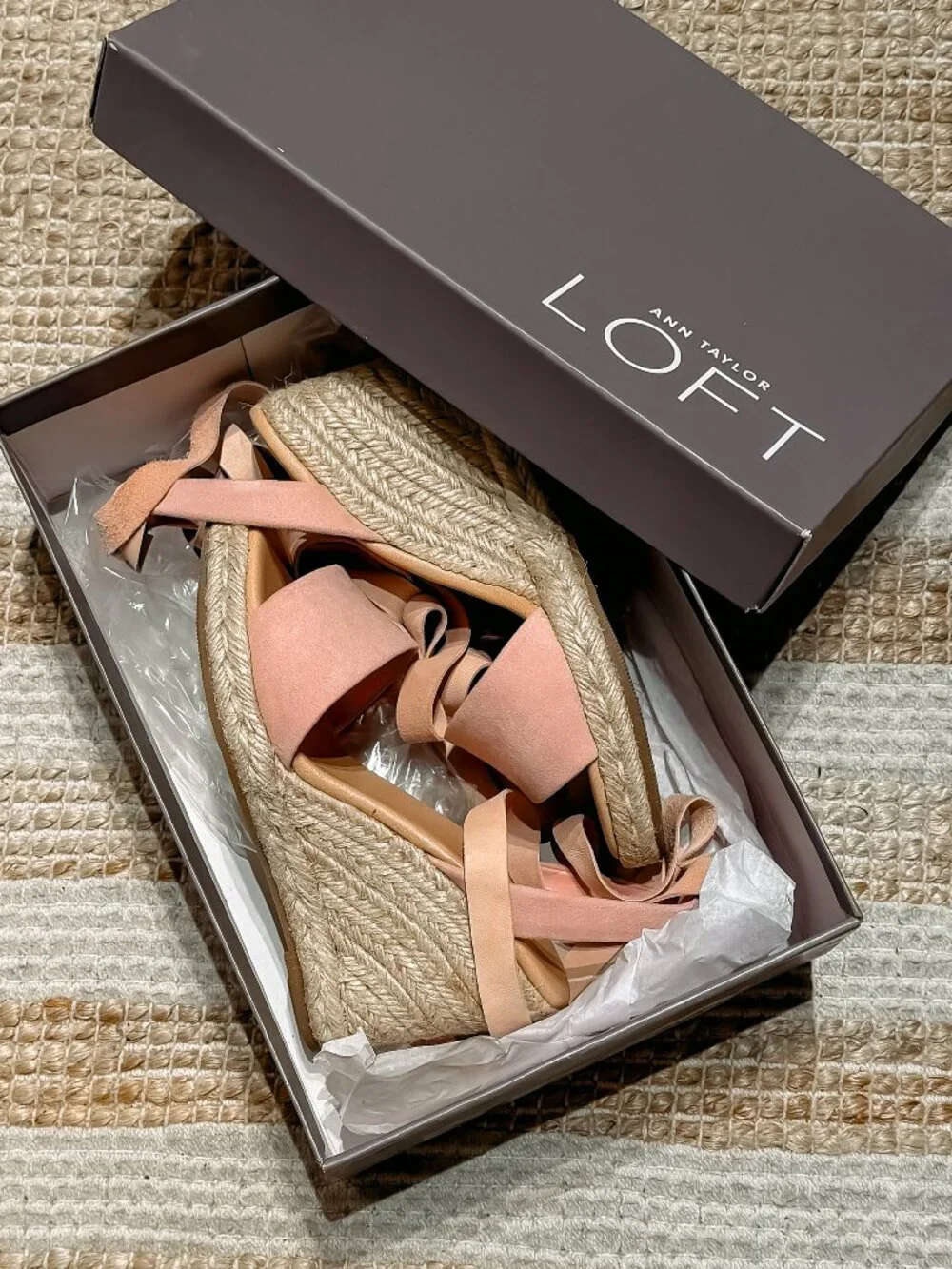 LOFT Espadrille Wedges with Ankle Straps in Rose